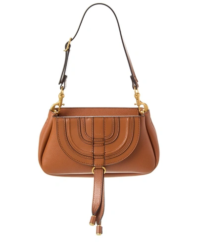 Shop Chloé Marcie Small Leather Hobo Bag In Brown