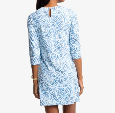 Shop Southern Tide Leira Watercolor Whirl Printed Performance Dress In Atlantic Blue In Multi