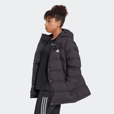Shop Adidas Originals Women's Adidas Helionic Hooded Down Jacket (plus Size) In Black