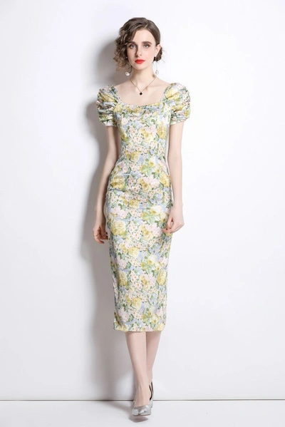 Shop Kaimilan Multicolor Day Bodycon Squareneck Short Sleeve Maxi Dress