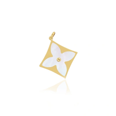 Shop The Lovery Mother Of Pearl Luxe Flower Charm In Blue