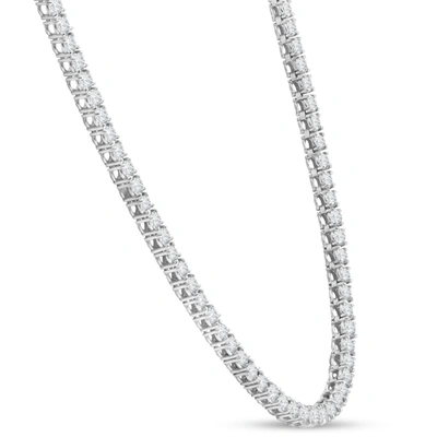 Pompeii3 15" 20ct Tw Round Cut Lab Grown Diamond Tennis Necklace 14k White Gold In Multi