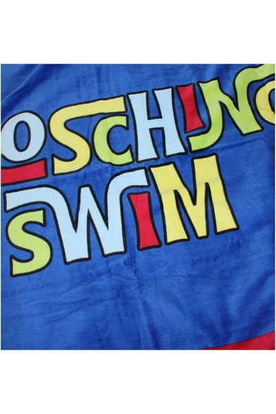 Shop Moschino Beach Towels Swim Cotton Blue Fuchsia