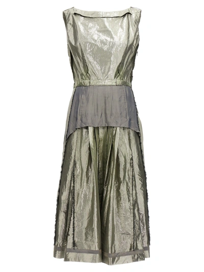 Shop Maison Margiela Laminated Dress Dresses Silver