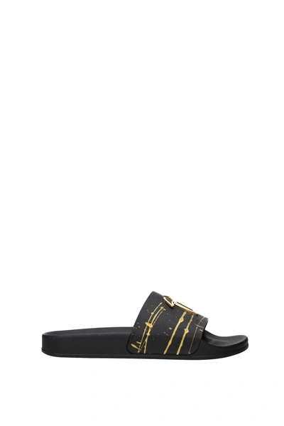 Giuseppe Zanotti Slippers And Clogs Leather Black Gold | ModeSens