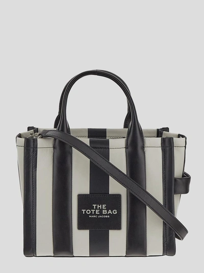 Shop Marc Jacobs Marc Jaocbs Stripes Small Tote Bag In Blackwhite