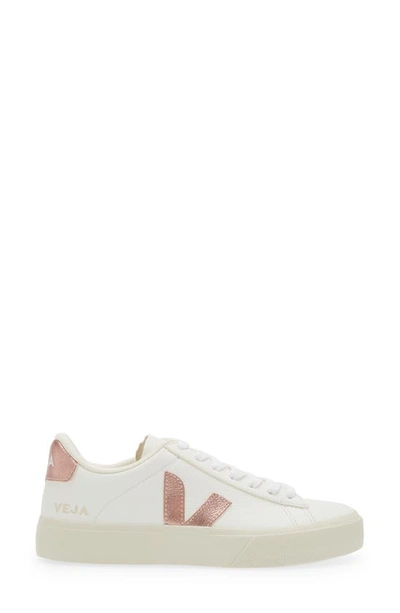 Shop Veja Campo Chrome Free Leather Sneaker In Extra-white Sun Peach