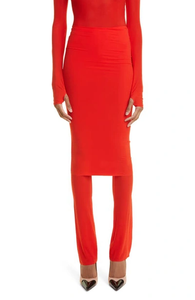 Shop Alaïa Cupro Blend Jersey Skirt Pants In Red