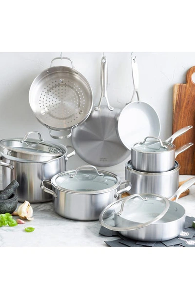 Greenpan Venice Pro 13-piece Stainless Steel Ceramic Nonstick Cookware Set In Stainless Steel