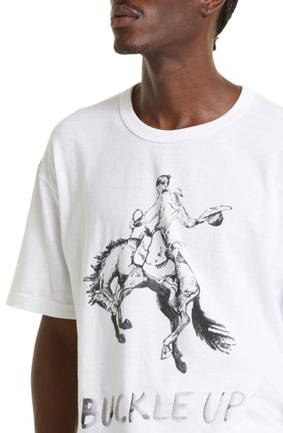 Shop Visvim Oversize Jumbo Buckle Up Graphic T-shirt In White