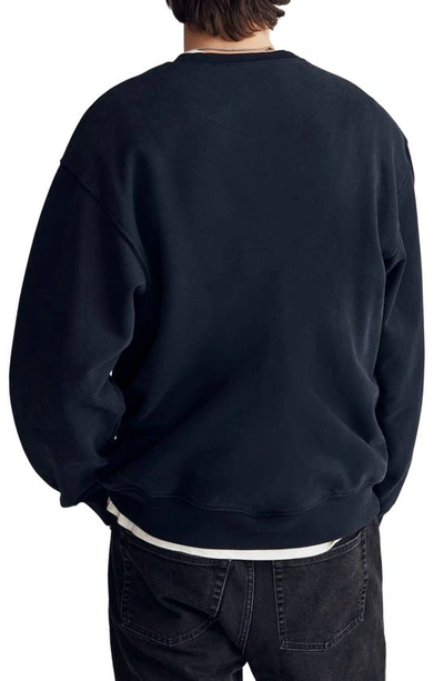 Shop Madewell Brushed Terry Crewneck Sweatshirt In True Black