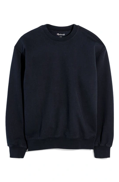 Shop Madewell Brushed Terry Crewneck Sweatshirt In True Black