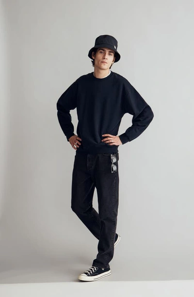 Madewell Brushed Terry Crewneck Sweatshirt In True Black