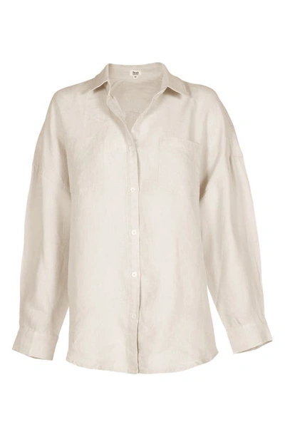 Shop Bed Threads Long Sleeve Linen Button-up Shirt In Oat