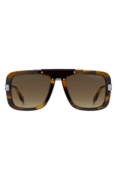 Shop Marc Jacobs 55mm Gradient Rectangle Sunglasses In Brown Horn/ Brown Gradient