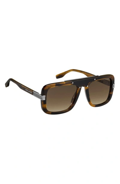 Shop Marc Jacobs 55mm Gradient Rectangle Sunglasses In Brown Horn/ Brown Gradient