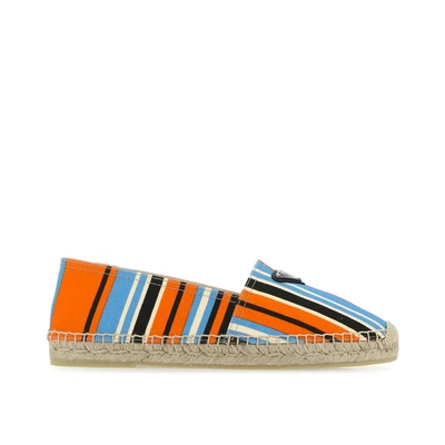 Shop Prada Logo Canvas Espadrilles In Orange