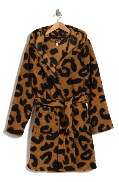 Shop Topshop Animal Print High Pile Fleece Robe In Black Multi