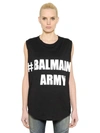 BALMAIN "BALMAIN ARMY"棉织T恤, 黑色/白色,64IW08092-QzUxMDE1