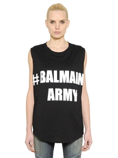 "BALMAIN ARMY"棉织T恤, 黑色/白色