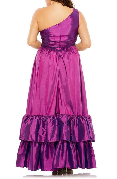 Shop Fabulouss By Mac Duggal Metallic One-shoulder Gown In Ultra Violet