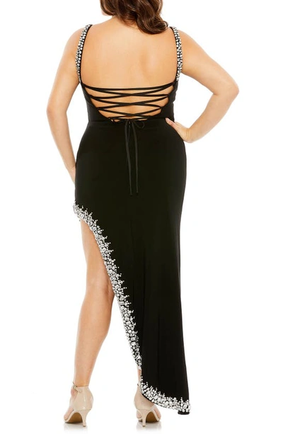 Shop Fabulouss By Mac Duggal Crystal Detail Asymmetric Body-con Gown In Black