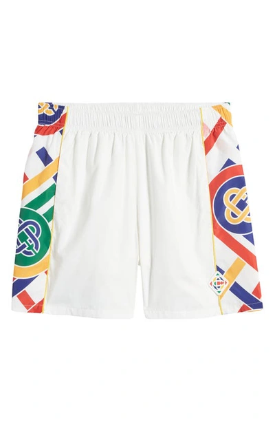 Shop Casablanca Ping Pong Shell Track Shorts In White
