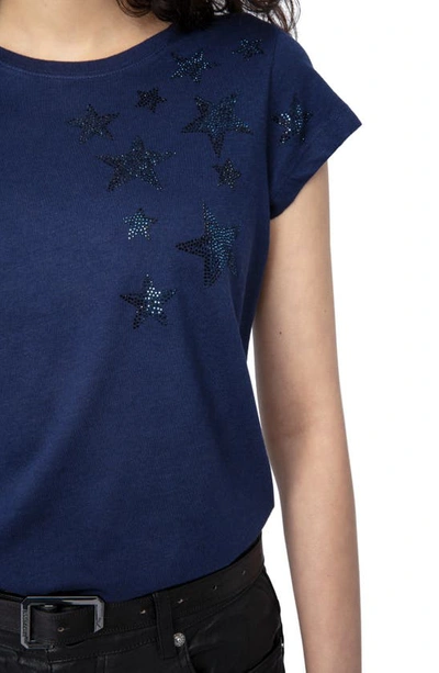 Shop Zadig & Voltaire Beaded Star T-shirt In Marine