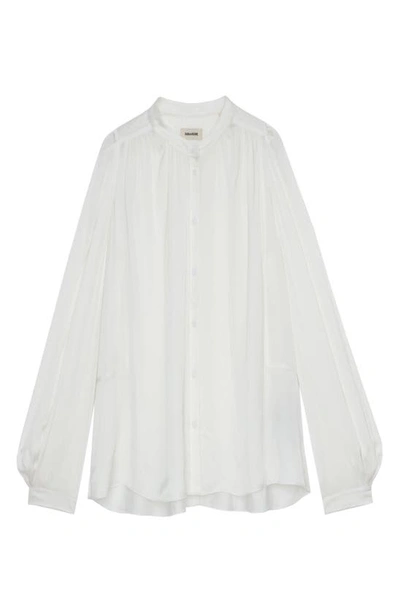 Shop Zadig & Voltaire Tchin Band Collar Satin Blouse In Judo