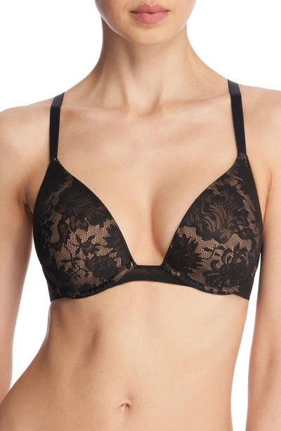 Natori Levitate Underwire Contour Plunge Bra In Black/buff