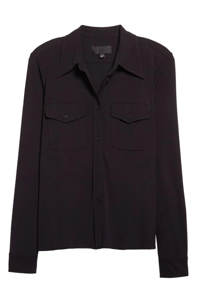 Shop Nili Lotan Aveline Pocket Button-up Shirt In Black