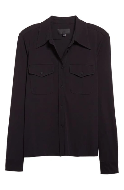 Nili Lotan Aveline Jersey Button-front Shirt In Black
