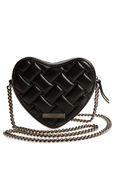 Kurt Geiger Kensington Heart-shaped Crossbody Bag In Black