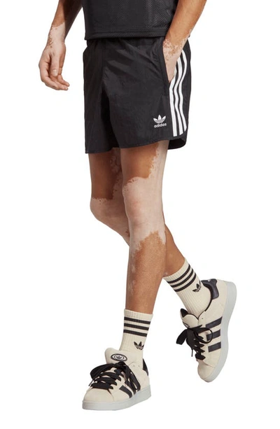 Shop Adidas Originals 3-stripes Sprinter Shorts In Black