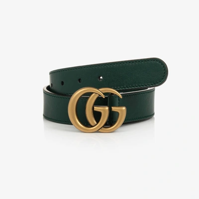 Shop Gucci Green Leather Gg Belt