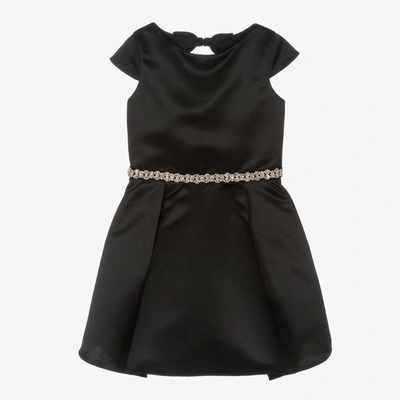 Shop David Charles Girls Black Satin & Diamanté Dress