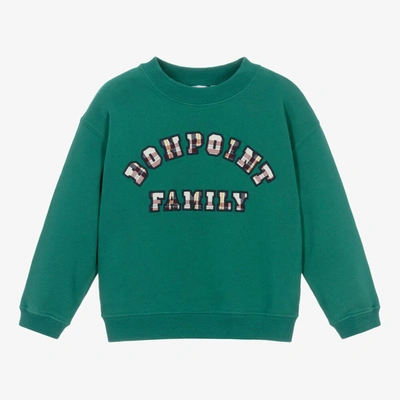 Shop Bonpoint Boys Green Cotton Sweatshirt