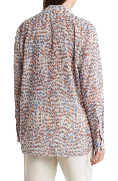 Shop Theory Classic Long Sleeve Button-up Tunic Shirt In Blue Multi