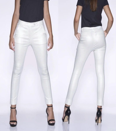 Shop Bianco Lively Coated Trouser Pant In Silver In White