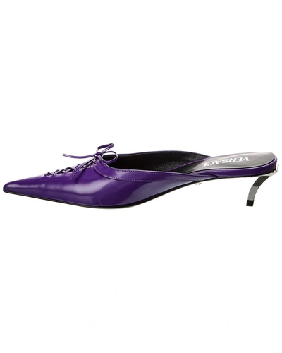 Shop Versace Pin-point Leather Mule In Purple