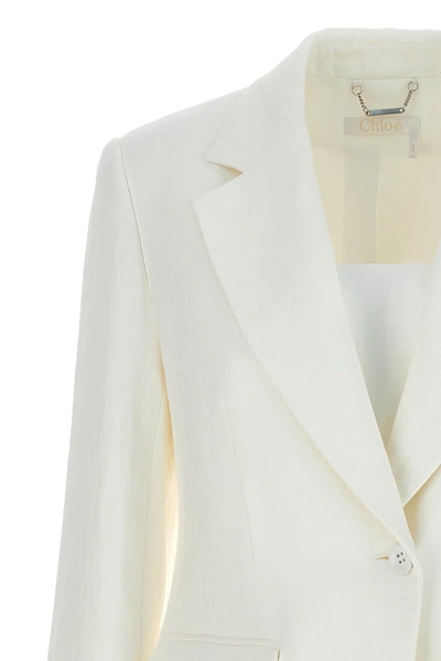 Shop Chloé Single Breast Linen Blazer Jacket