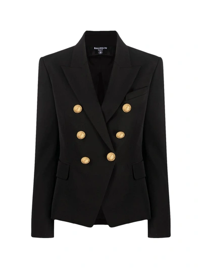 Shop Balmain Double Breasted Jacket In Black