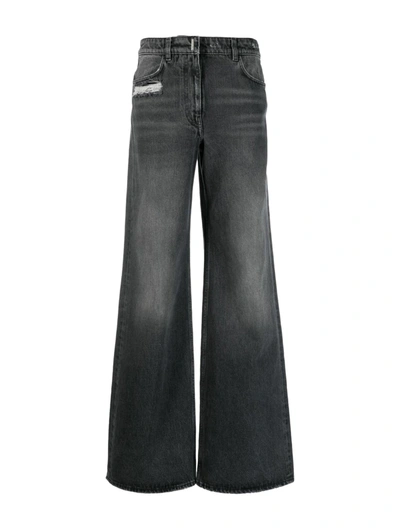 Shop Givenchy Extra Wide Denim Cotton Jeans In Black