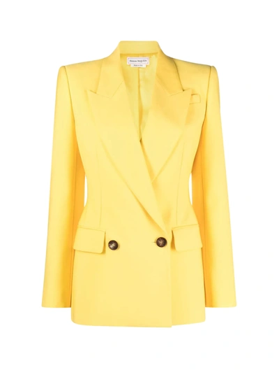 Shop Alexander Mcqueen Jacket Sustainable Sartorial Wool In Yellow & Orange