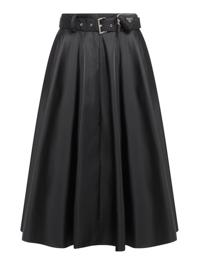 Shop Prada Skirt Re-nylon In Black
