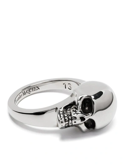 Shop Alexander Mcqueen The Side Skull Ring In Metallic