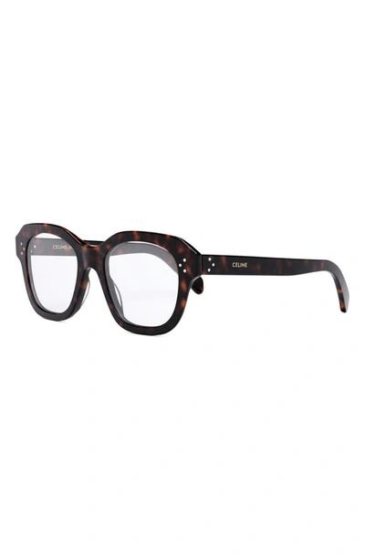 Shop Celine Bold 3 Dots 50mm Butterfly Optical Glasses In Dark Havana