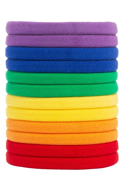 Shop L Erickson L. Erickson Yoga 12-pack Ponytail Holders In Rainbow
