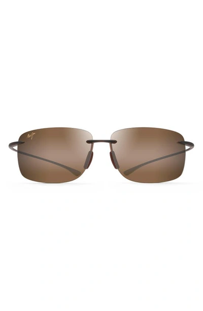 Shop Maui Jim Hema 62mm Polarized Rectangular Sunglasses In Matte Rootbeer
