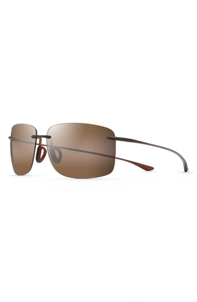 Shop Maui Jim Hema 62mm Polarized Rectangular Sunglasses In Matte Rootbeer